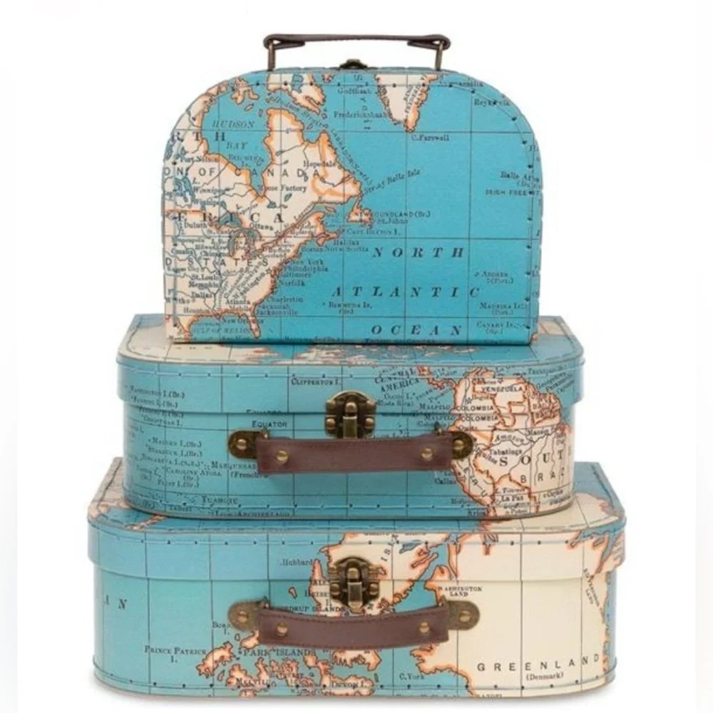 Jewelkeeper Paperboard Suitcases, Set of 3 – Vintage Decorative Storage Box